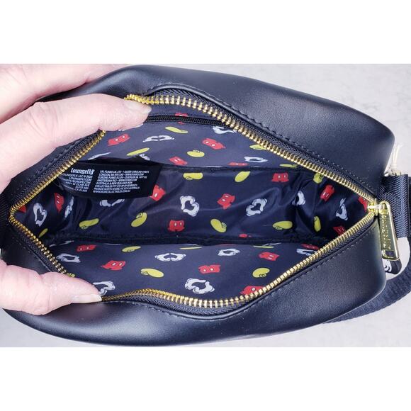 NWT DISNEY X LOUNGEFLY Mickey Mouse Heart Hands Crossbody Bag Black and Red - Picture 13 of 15